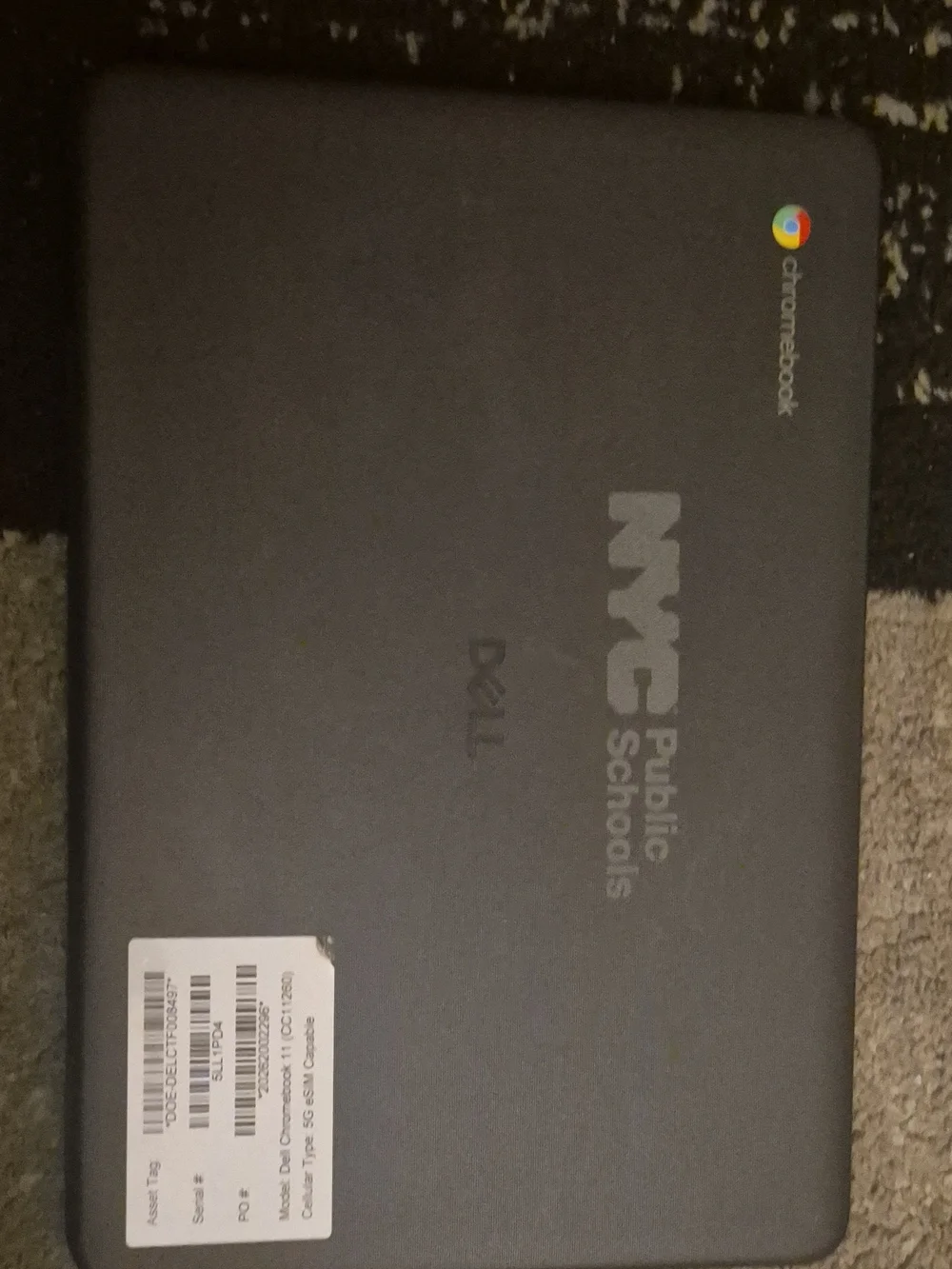 Dell Chromebook Laptop in Dark Gray - NYC Public Schools. Read Description